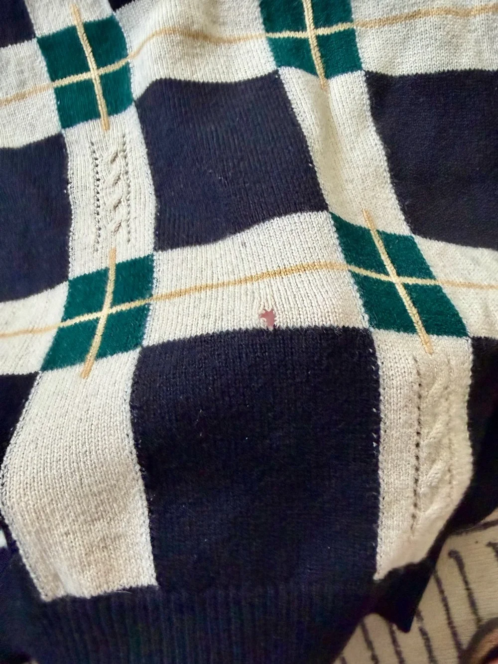 Vintage 90s Gleneagles Black & Cream Plaid Crewneck Sweater
